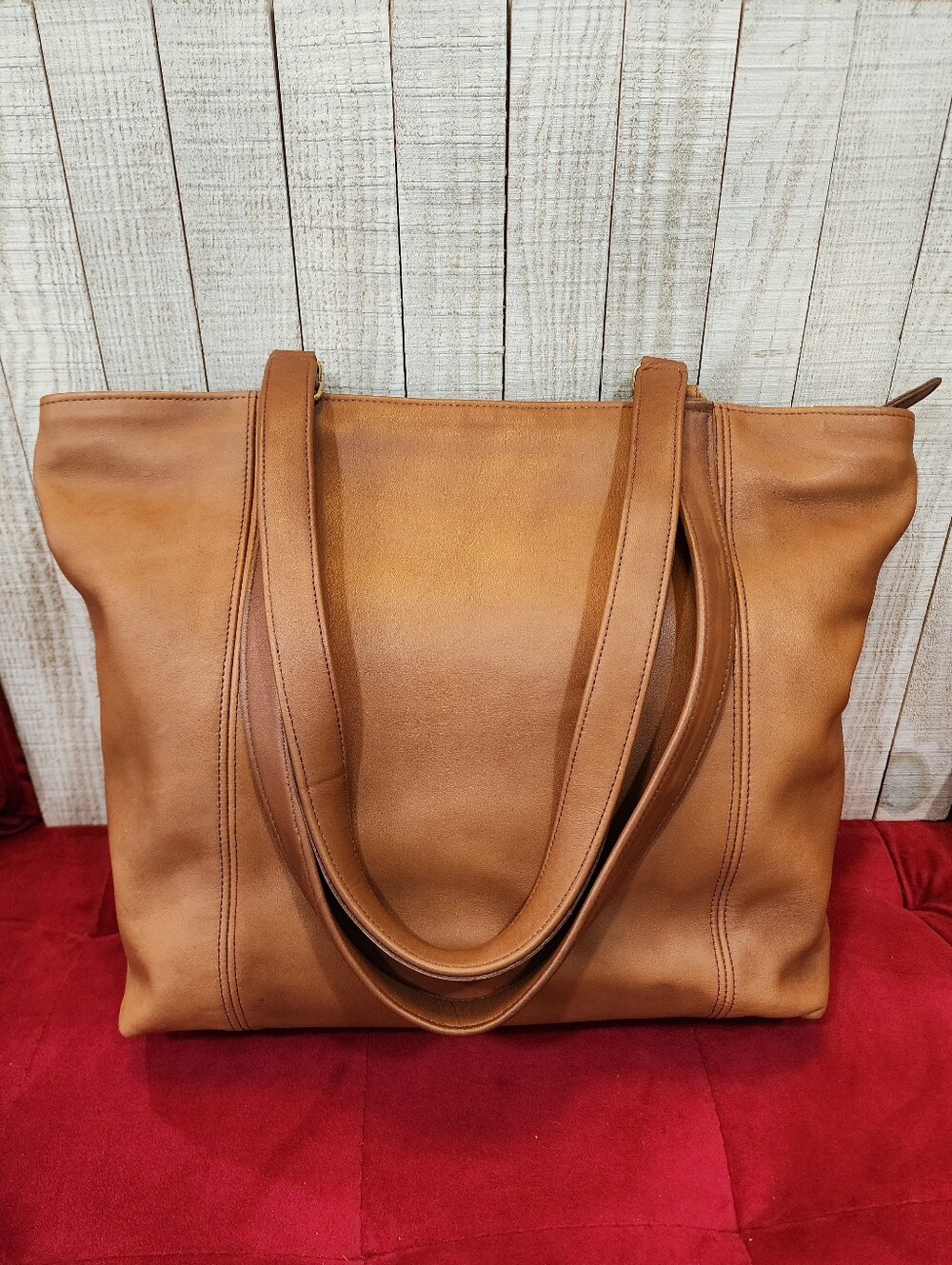 Vintage Coach 4065 Light Tote British Tan Glove Tanned Leather XL Zip Tote USA M - Picture 9 of 10